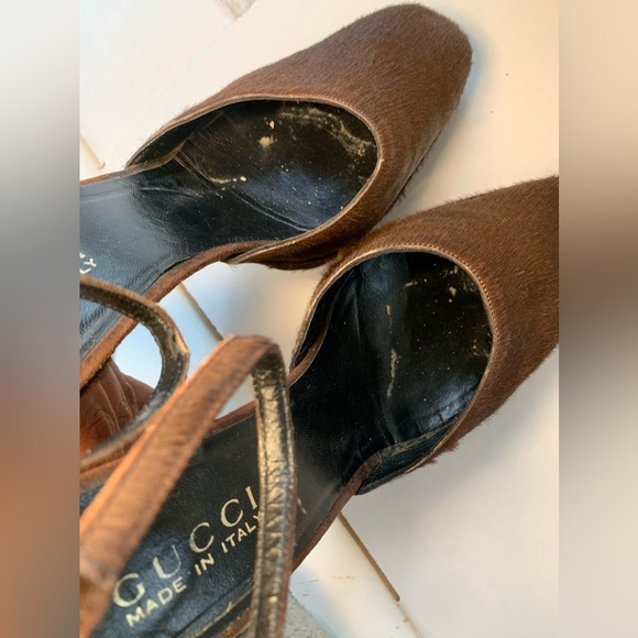 Gucci PLATFORM HEELS CHOCOLATE PONY FUR SIZE 10 B😍 - Picture 11 of 14